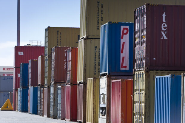 Row of colourful containers